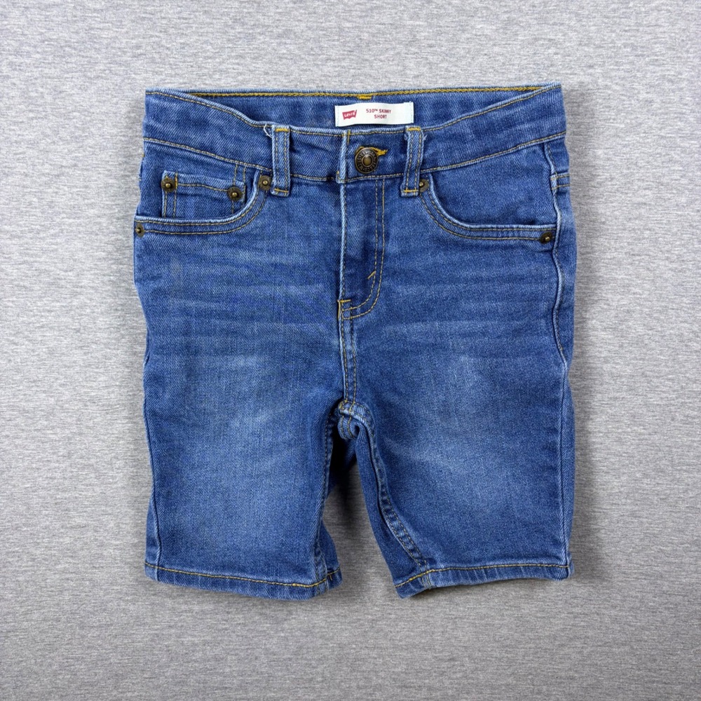 Levis 510 Skinny Short Kids Size 6 Blue Denim Medium Wash Jean Shorts